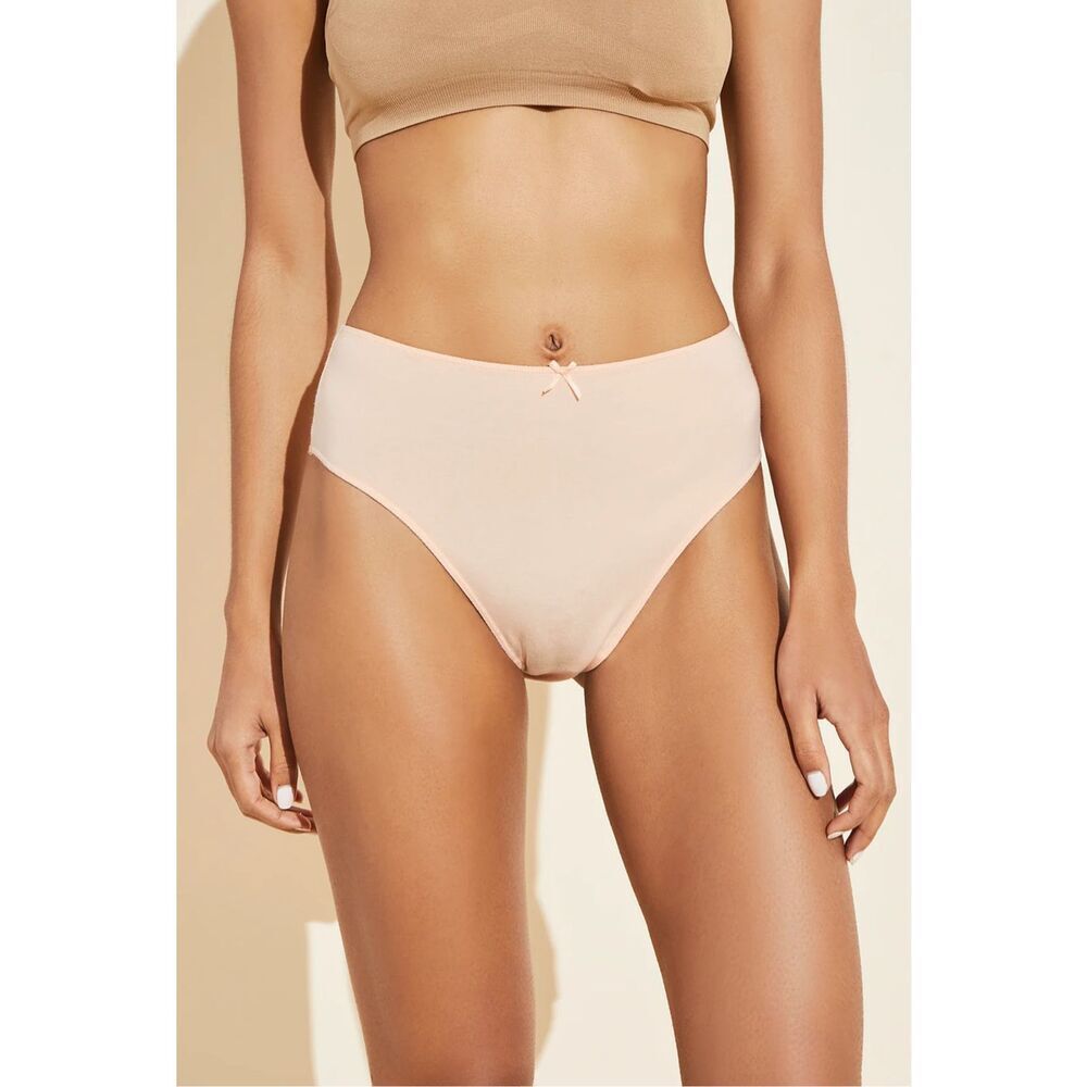 Eberjey NWT Pima Stretch Cotton High Waist Brief Panty Buff S/M